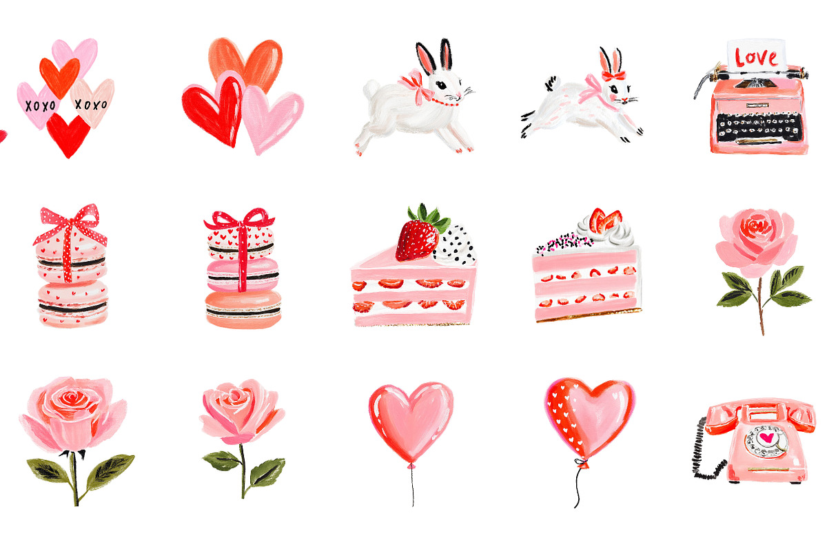 Watercolor Valentines Day Clipart, an Illustration by Designworld (Photo 3 of 4)