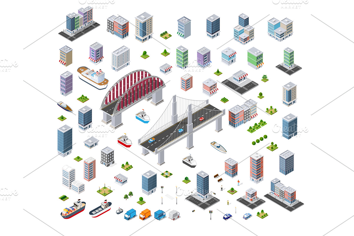 Urban landscape elements creating a, an Object Illustration by AlexZeL