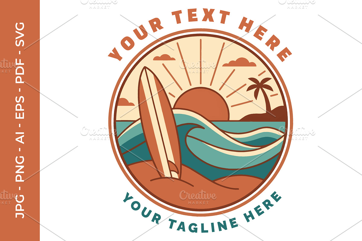 Surfboard sticking out of the sand, an Object Illustration by nandinigraphics (Photo 1 of 3)