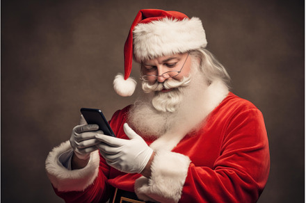 Santa claus using laptop. Generate, a Technology Photo by Ylivdesign