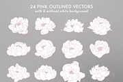 Outlined & Watercolor Peonies, an Illustration by sarahnuzum (Thumbnail 3 of 6)