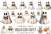 Cute Halloween Ghost Clipart, an Illustration by OK Design (Thumbnail 1 of 5)