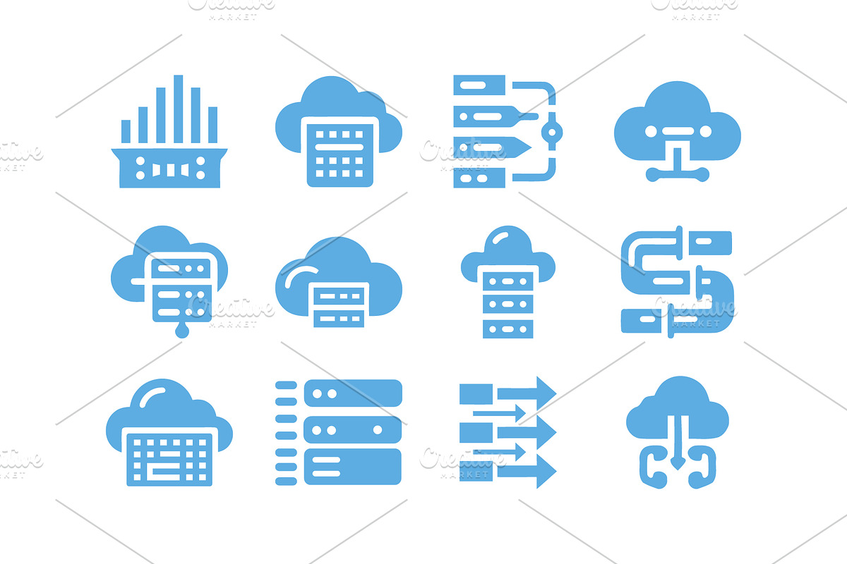 Tech Cloud Data Server Icons Bundle, a Solid Icon by Vectorium Studio (Photo 20 of 24)