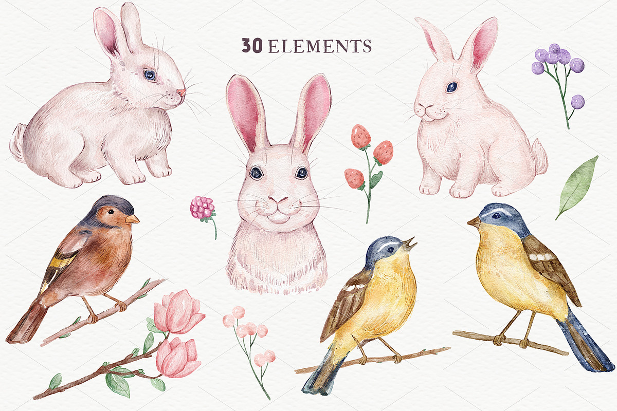SALE! Fluffy Creatures - Watercolor, a Decorative Illustration by Irina Diasli (Photo 2 of 15)