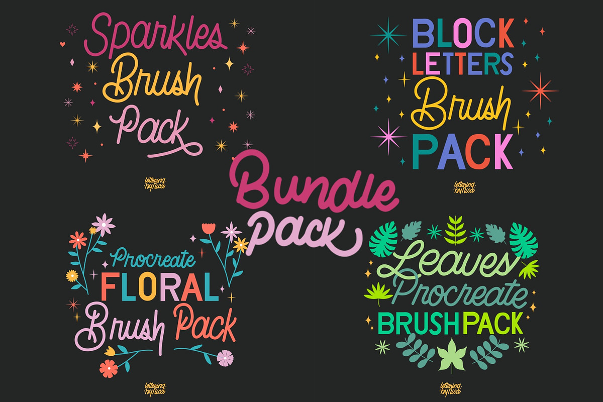 Procreate Lettering Brushes Bundle, a Brush Add-On by letteringbynica (Photo 1 of 2)