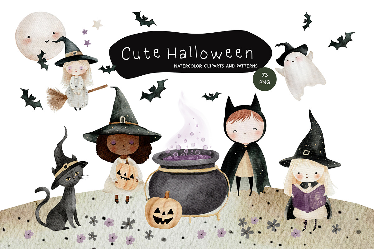 Cute Halloween Watercolor Collection, an Object Graphic by NikiArts (Photo 1 of 7)