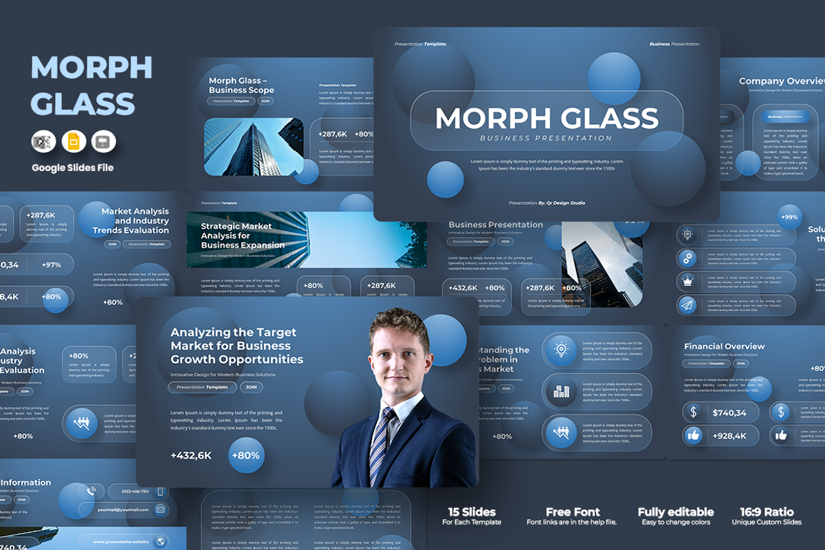 Morph Glass - Business Google Slides, a Presentation Template by QR Design Studio (Photo 1 of 3)
