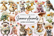 Animals with Daisy Summer Animals., a Graphic by CitraGraphics (Thumbnail 1 of 4)