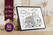 55 Emergency Vehicle Coloring Pages, a Transportation Illustration by ikarifq shop (Thumbnail 1 of 5)