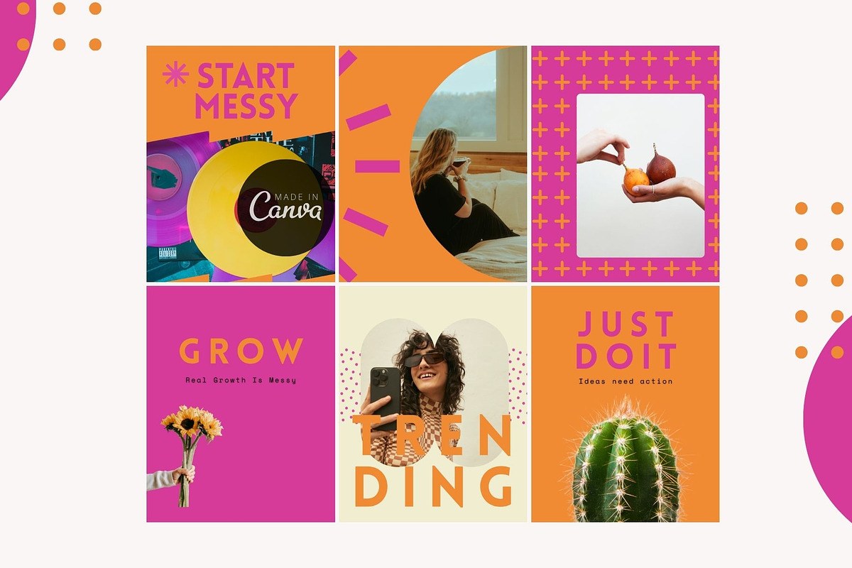 Bold Orange Pink Instagram Templates, a Social Media Template by Yaaas Design (Photo 7 of 12)