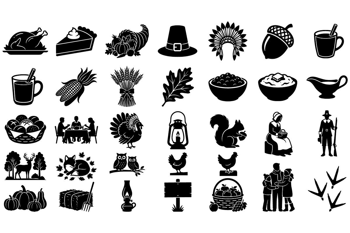 Thanksgiving Silhouette Bundle | SVG, a Seasonal Illustration by musafir_fashion (Photo 3 of 3)