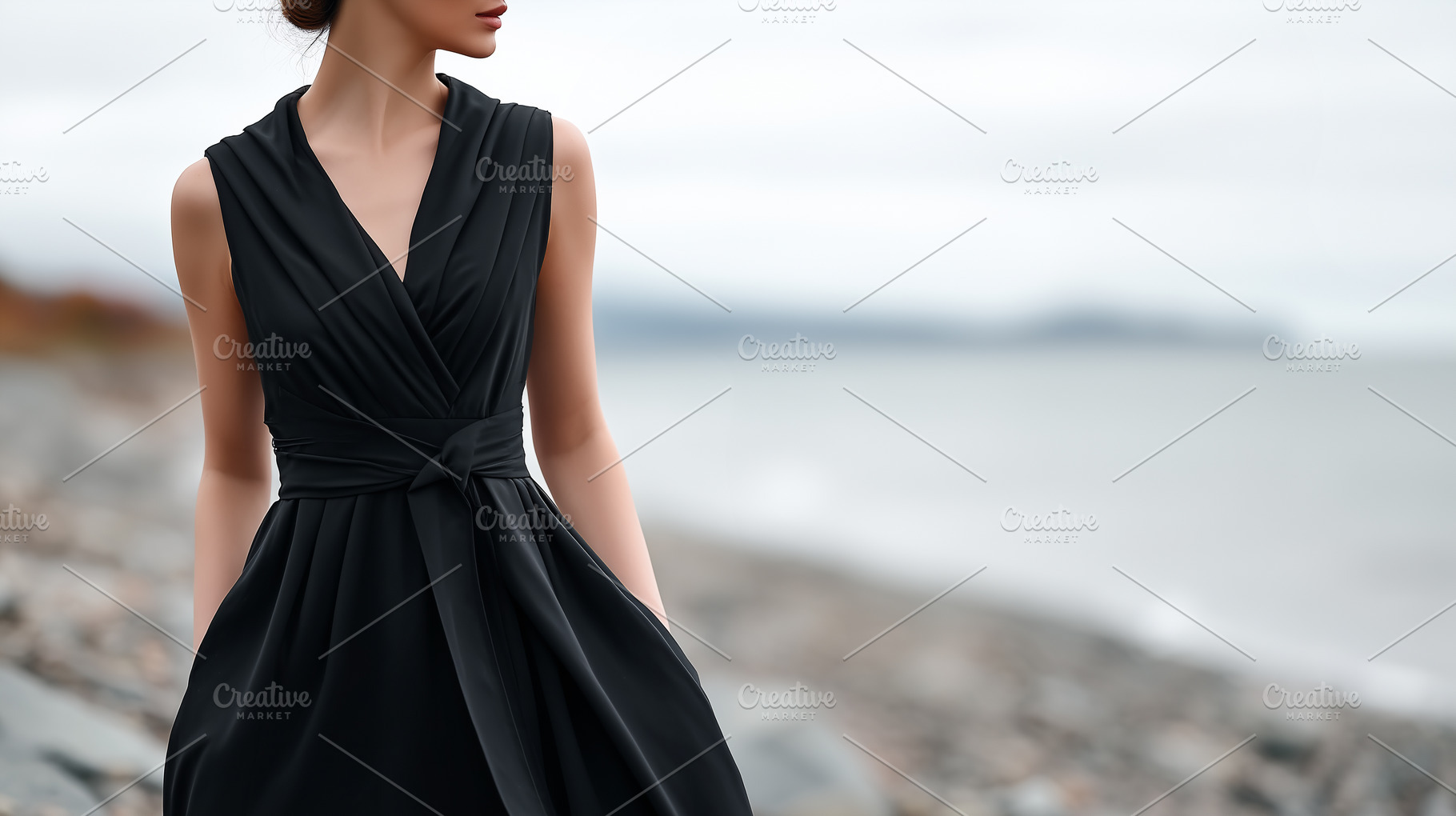 Elegant woman in a flowing black, a Beauty & Fashion Photo by MistyDay