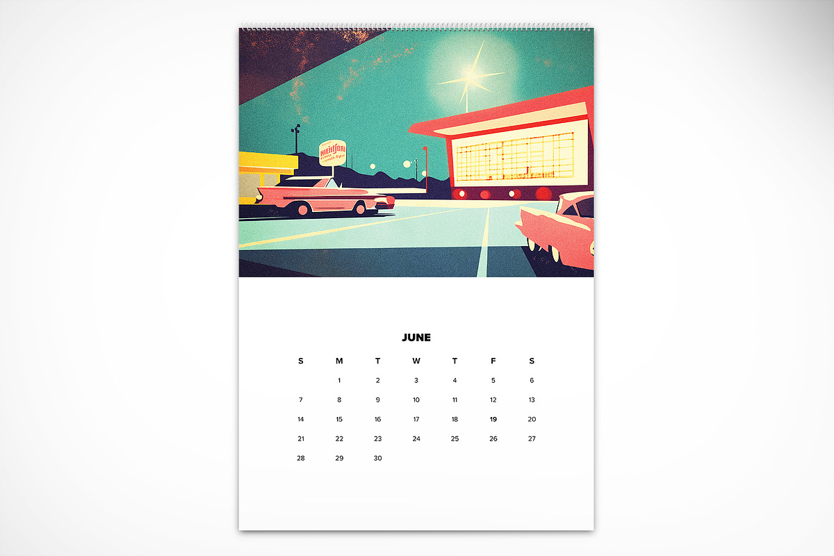 Retro Illustrated Wall Calendar 26, a Print Template by McLittle Stock (Photo 8 of 9)
