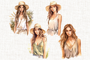 Watercolor Boho Girl Clipart, a Person Illustration by Mash Mash Stickers (Thumbnail 3 of 9)