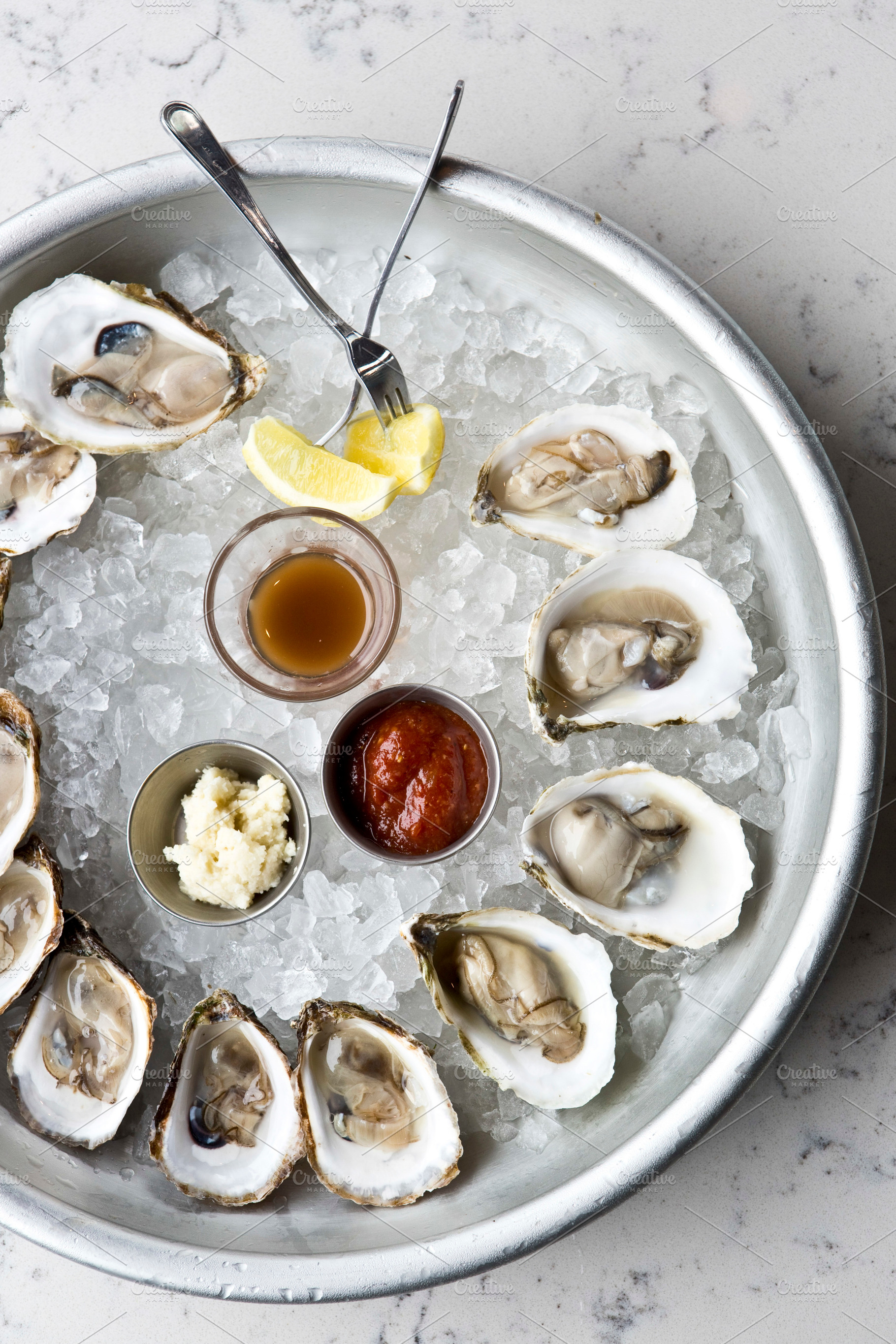 Tray of raw oysters, a Food & Drink Photo by Jessica Attie Photography