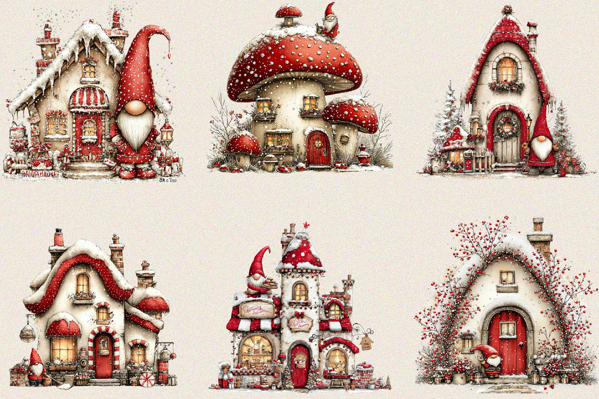 Whimsical Christmas House Clipart Bu, an Illustration by SVGArt (Photo 4 of 8)