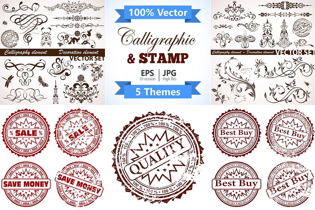 Calligraphic and Stamp Themes, a Decorative Illustration by TAlex (Photo 1 of 6)