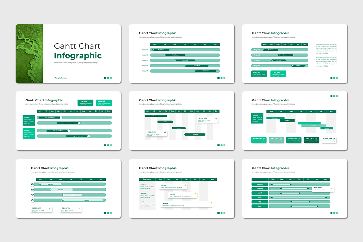 Gantt Chart Infographic - PowerPoint, a Presentation Template by Iqsiart Studio (Photo 2 of 3)