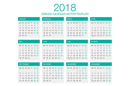 German Calendar Vector 2018