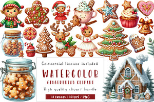 Watercolor Gingerbread Clipart, an Illustration by CreationArt