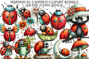 Whimsical Ladybug Clipart Bundle, an Illustration by Canvas Craft (Thumbnail 1 of 4)