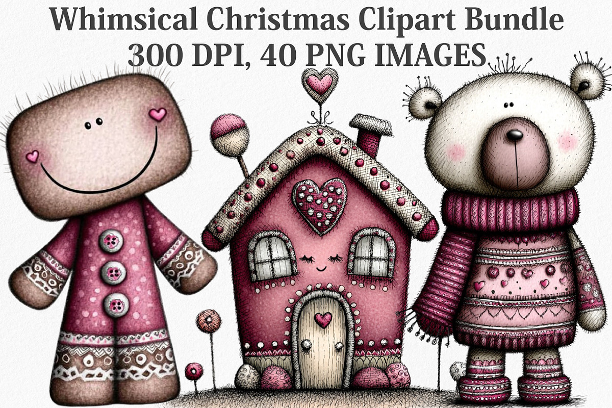 Whimsical Christmas Clipart Bundle, an Illustration by Canvas Craft (Photo 1 of 7)