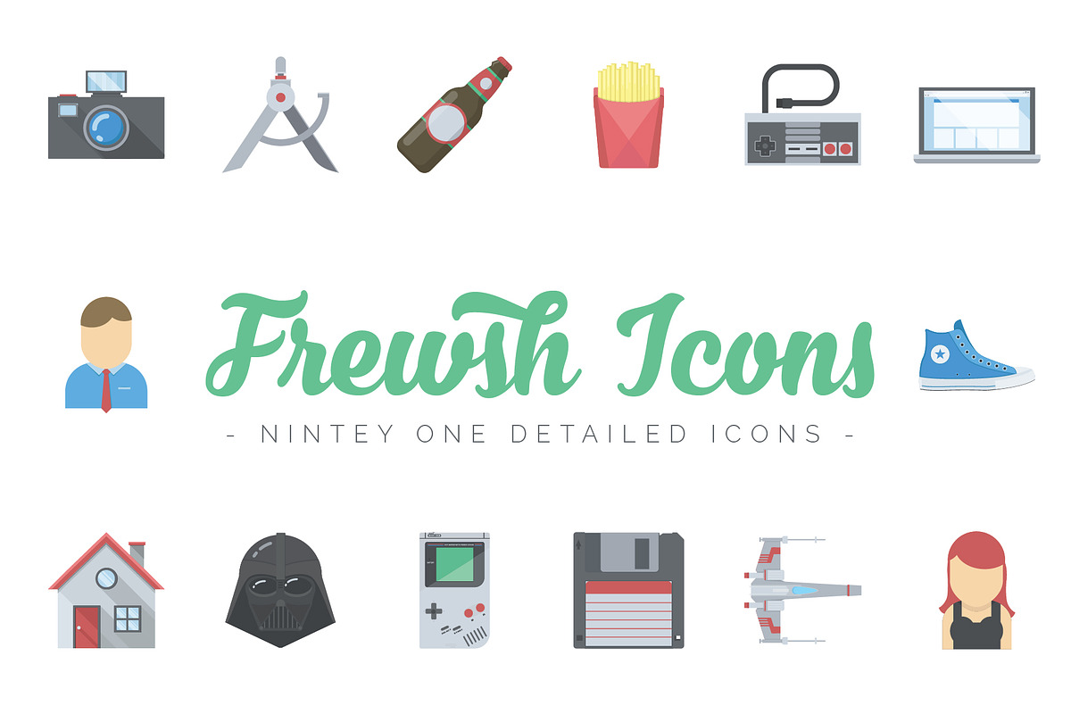 Frewsh Icons - 91 Flat Icons, an Icon by The Tint Pro (Photo 1 of 2)