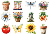 Summer Garden Watercolor Clipart, an Illustration by SinaCreation (Thumbnail 2 of 5)