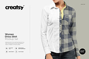 Women Dress Shirt Mockup Set, a Shirt Mockup by Creatsy (Thumbnail 1 of 9)
