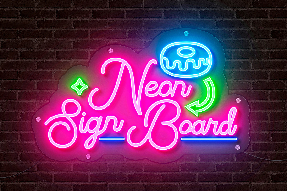 Neon Sign Board, a Product Mockup by PixelVoyager (Photo 3 of 4)