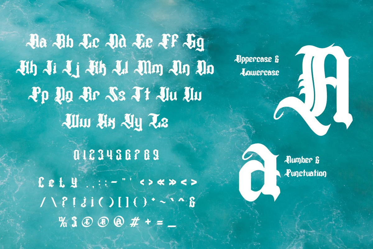 Marosdiac - Modern Blackletter Font, a Blackletter Font by Dhabee (Photo 3 of 15)