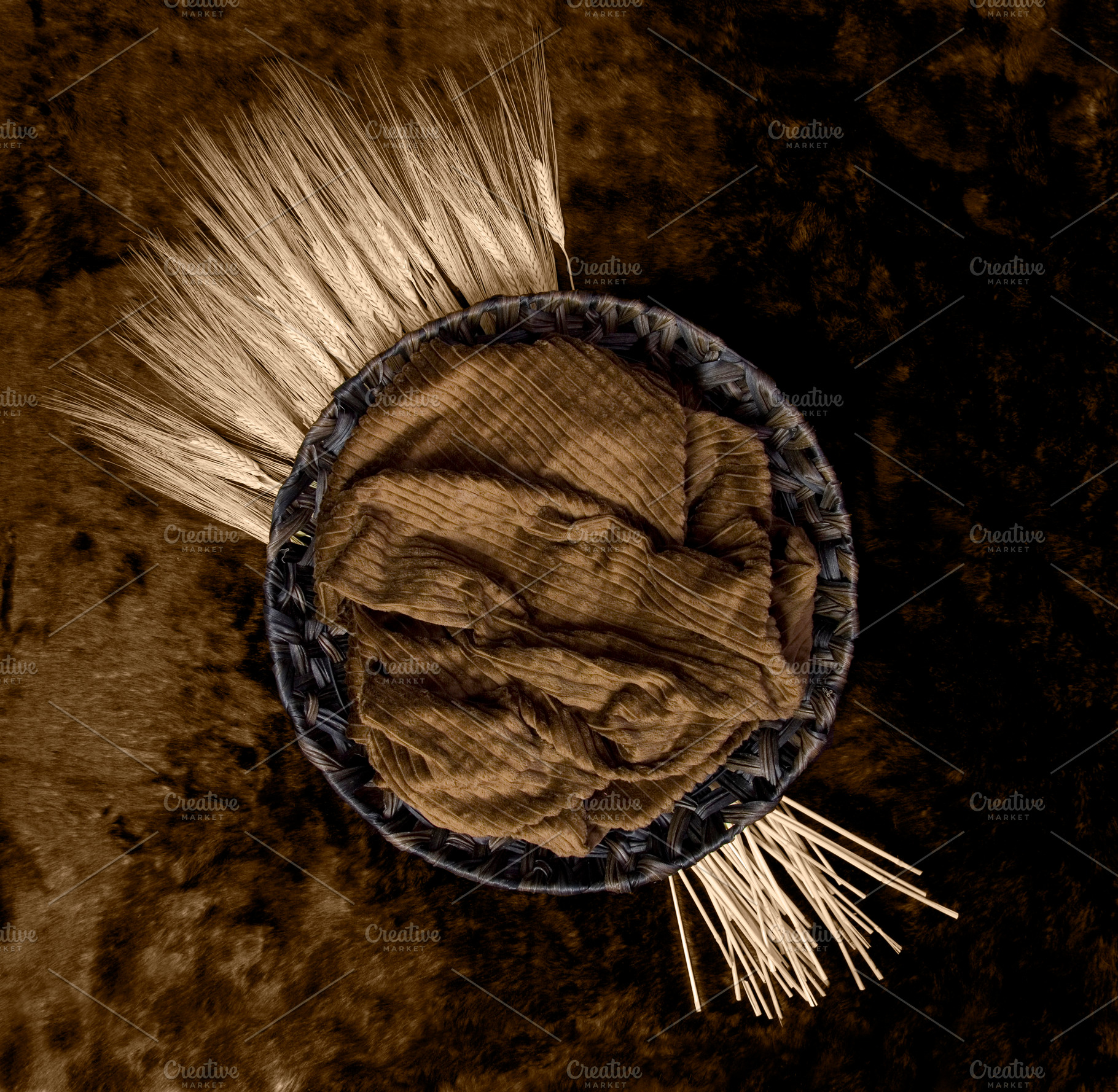 Newborn Backdrop - Wheat Basket, a Person Photo by P Maxwell Photography