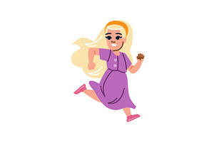 Happy blonde girl running fast with, a Sport Illustration by pikepicture