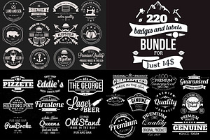 220 Retro Badges and Labels Bundle