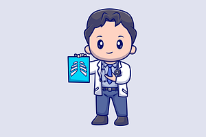 Cute Radiologist Doctor With X-ray, a Person Illustration by Catalyst Labs