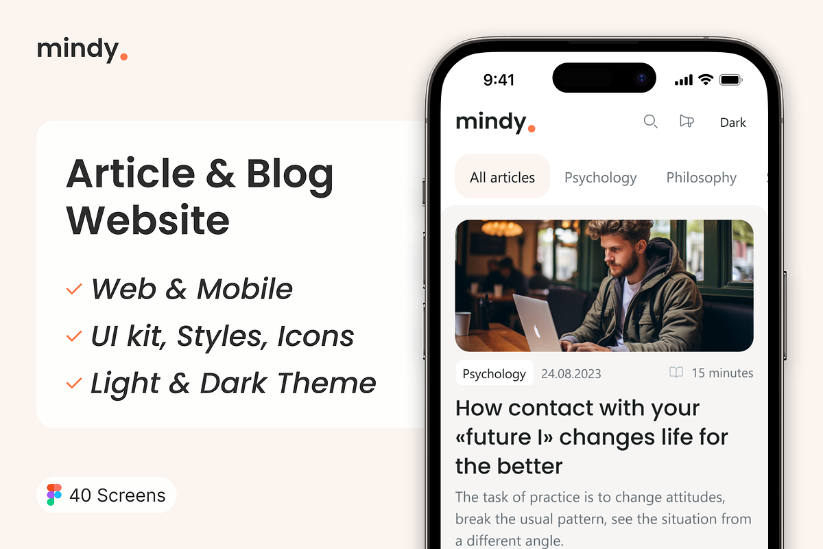 mindy — Article & Blog Website, an App Template by Sergei Durgalian (Photo 1 of 6)