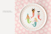 Little Mermaids. Clipart & Patterns, a Decorative Illustration by annartdreams (Thumbnail 3 of 11)