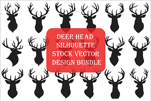 Deer Head Silhouette Vector Bundle,, an Illustration by Amazin_art