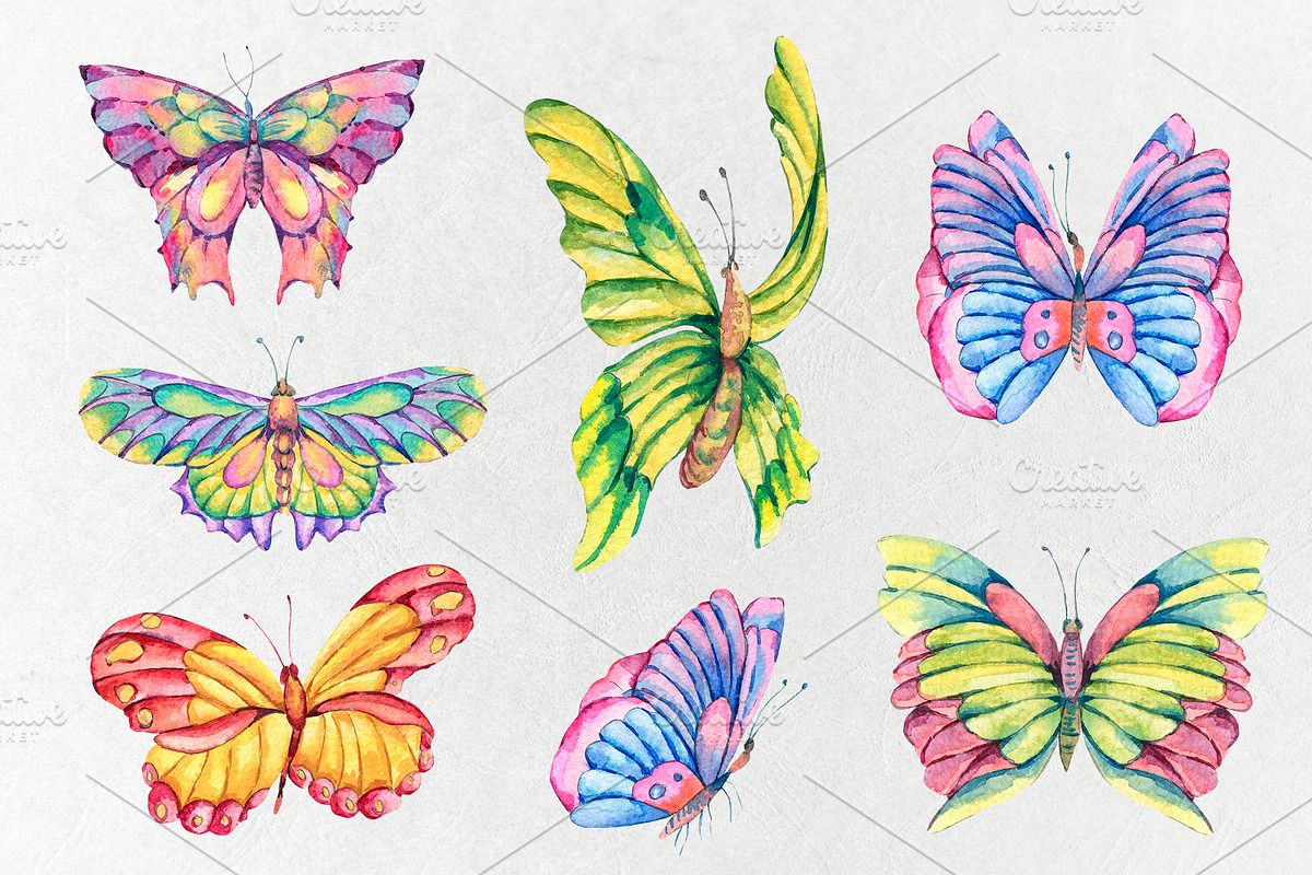 Colorful Butterflies Clip Art, an Illustration by Belusuab (Photo 2 of 5)