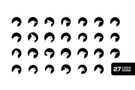 birds flat icon set collection logo, a Solid Icon by devastd