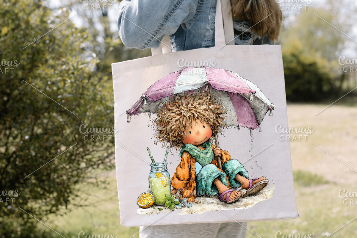 Whimsical Summer Beach Kids Clipart, an Illustration by Canvas Craft (Photo 6 of 7)