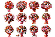 Red strawberry chocolate flower bouq, an Illustration by DreamArtGraphic (Thumbnail 2 of 5)