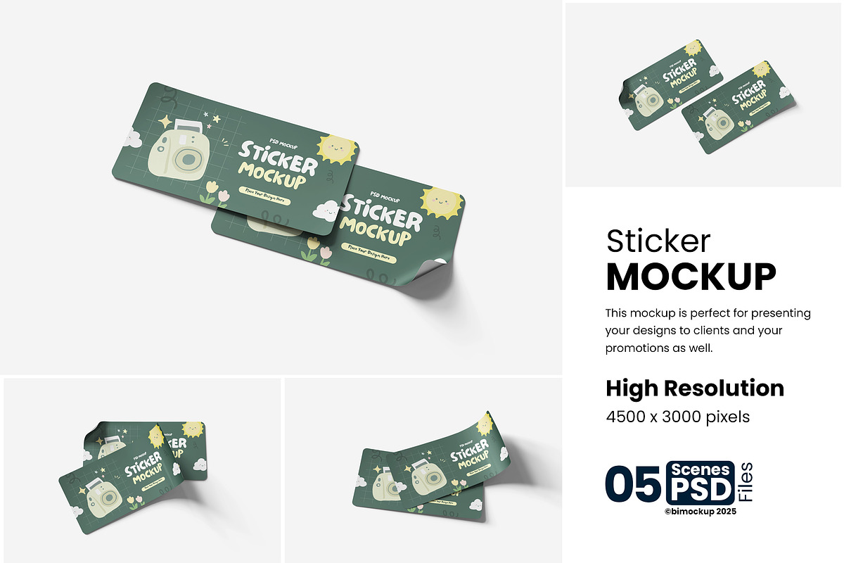 Sticker Mockup, a Product Mockup by bimockup (Photo 1 of 6)