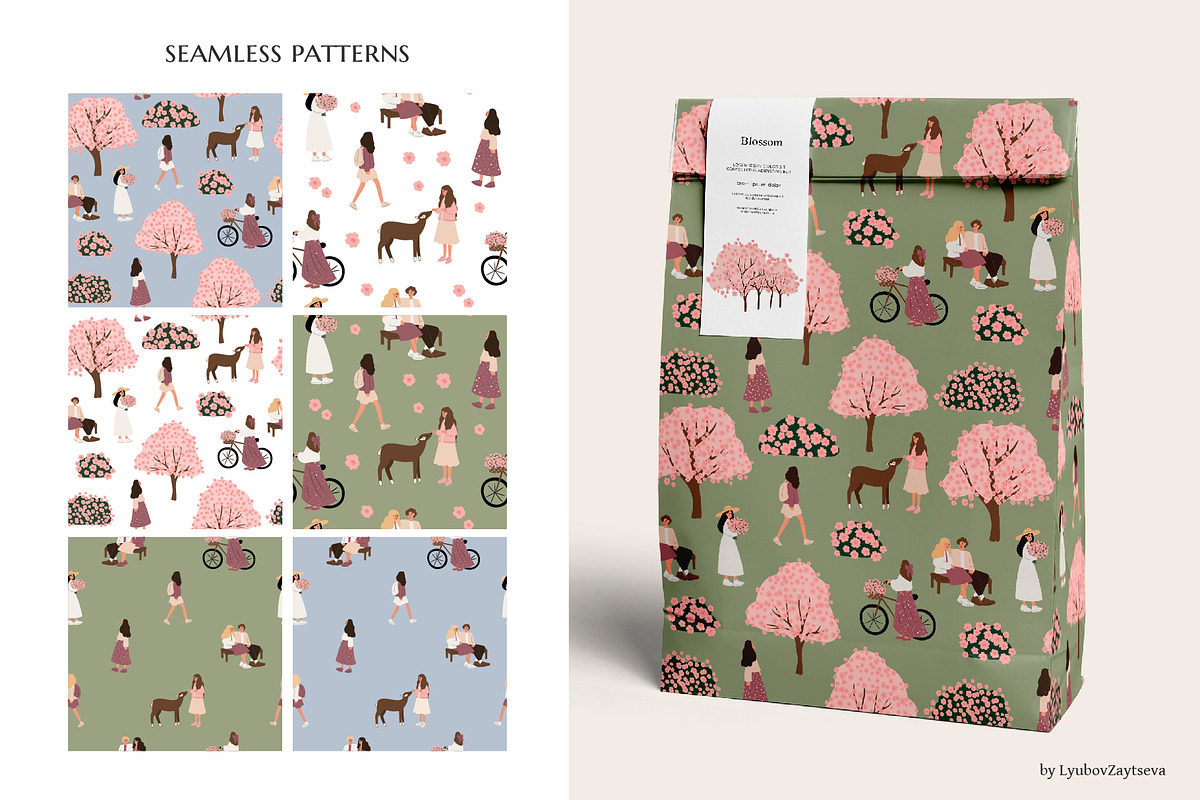 Blossom | Women in nature scenes, a Seasonal Illustration by LyubovZaytseva (Photo 11 of 19)