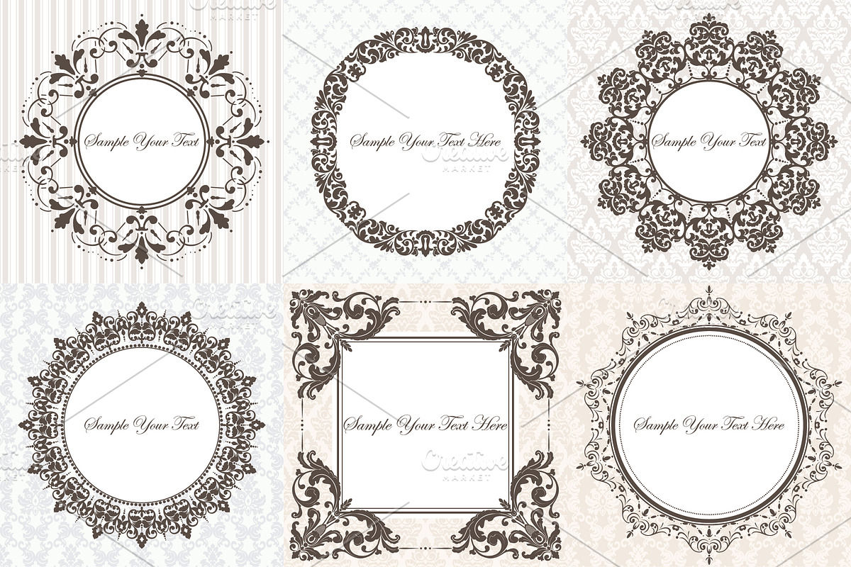 Baroque frames on vintage background, a Decorative Illustration by Alonka's Illustrations