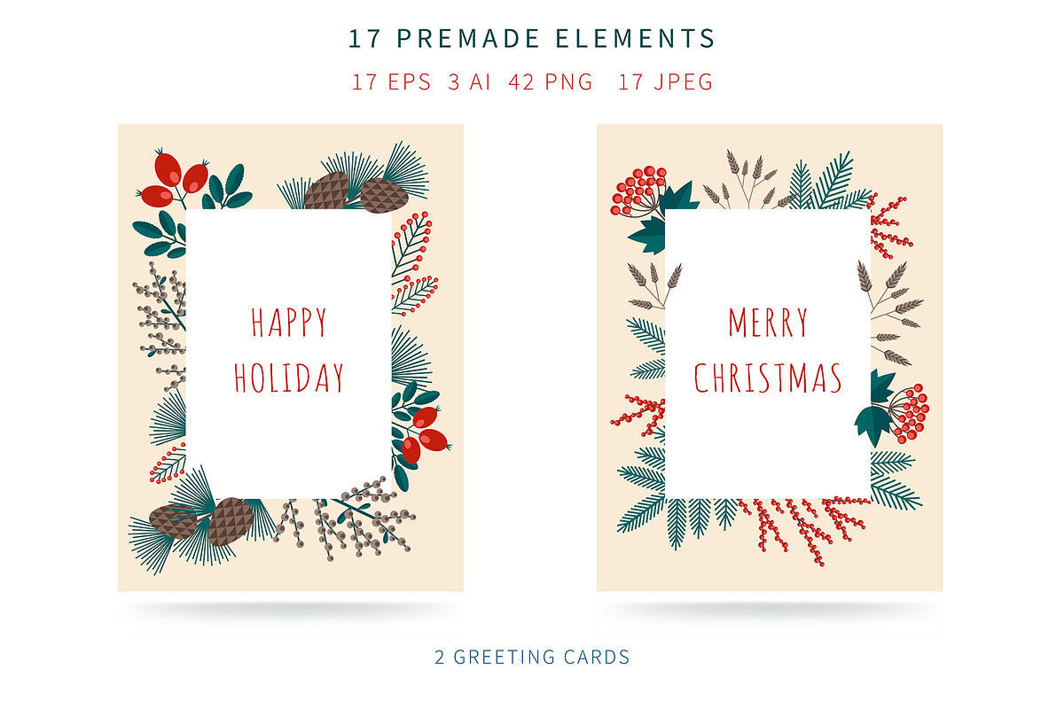 Christmas & Winter Floral collection, a Decorative Illustration by VectoriyA (Photo 4 of 8)