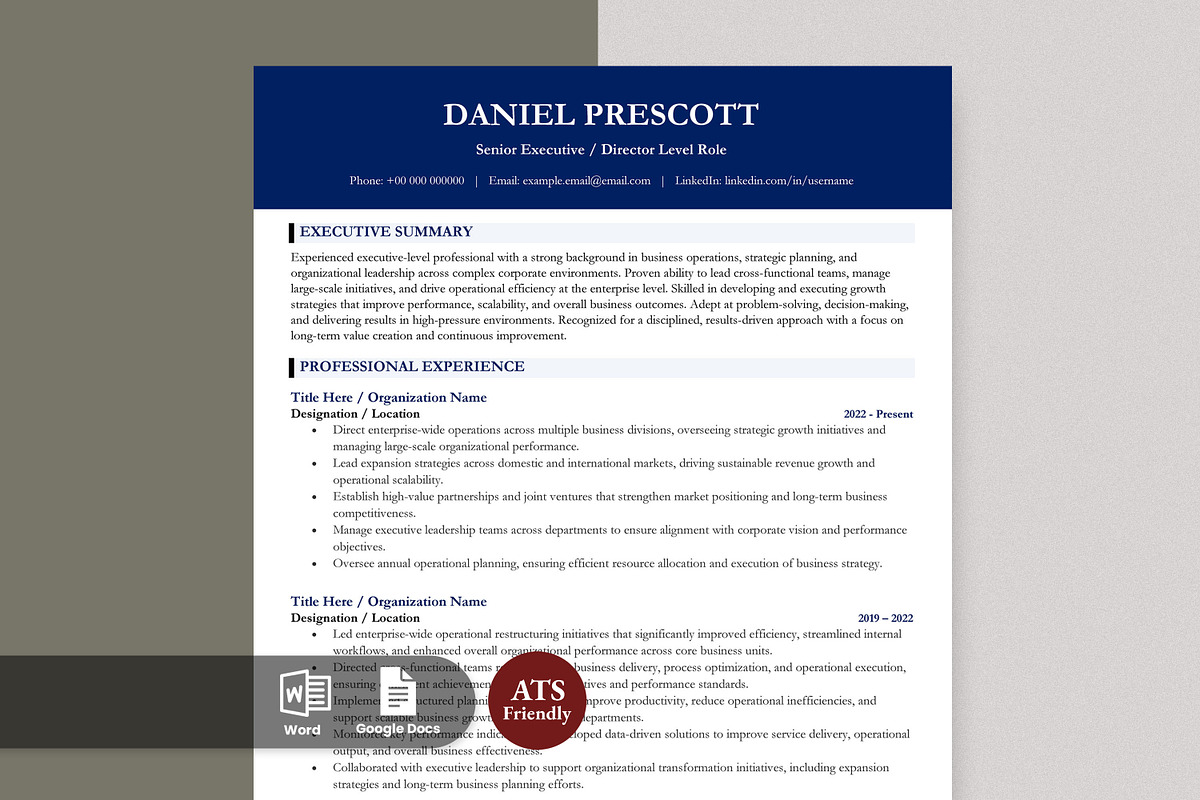 ATS Resume Template | Modern CV Word, a Resume Template by Anjum Ilyas (Photo 1 of 7)