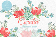 Coral Peonies.watercolor clipart, an Illustration by LABFcreations (Thumbnail 3 of 4)