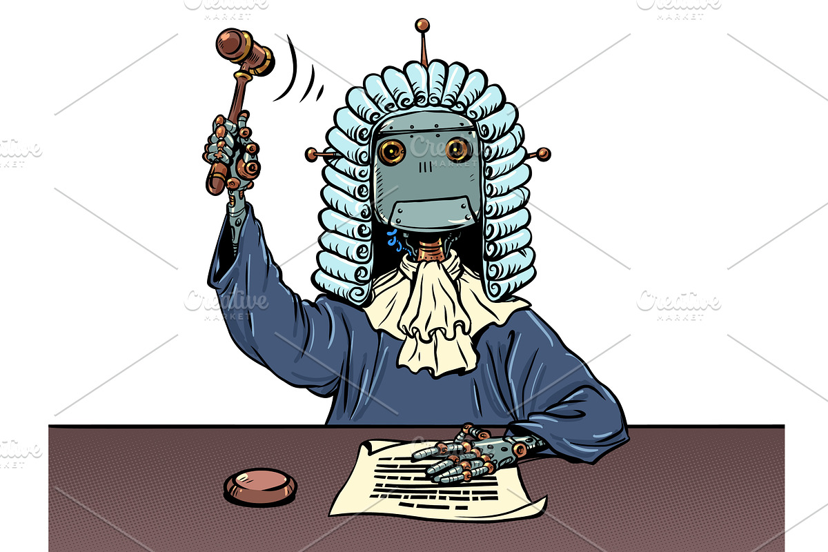 Robot judge. Artificial intelligence, a Technology Illustration by rogistok
