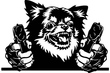 Angry Chihuahua - bad dog with gun -, an Animal Illustration by Digital-Clipart